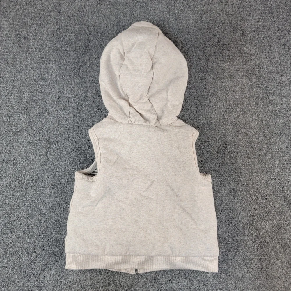 Carters Baby Vest Oatmeal Heather Hooded Teddy‎ Bear Ears Zip Up 9M LCE15526